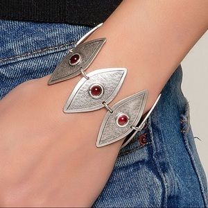 Red & Silvertone Boheme Bracelet